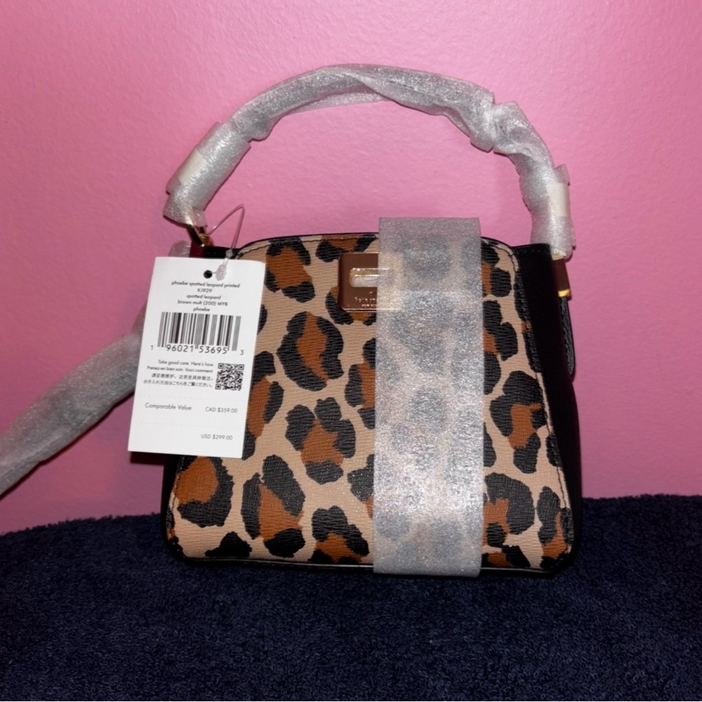 BNWT Phoebe Leopard Print Top-Handle Satchel